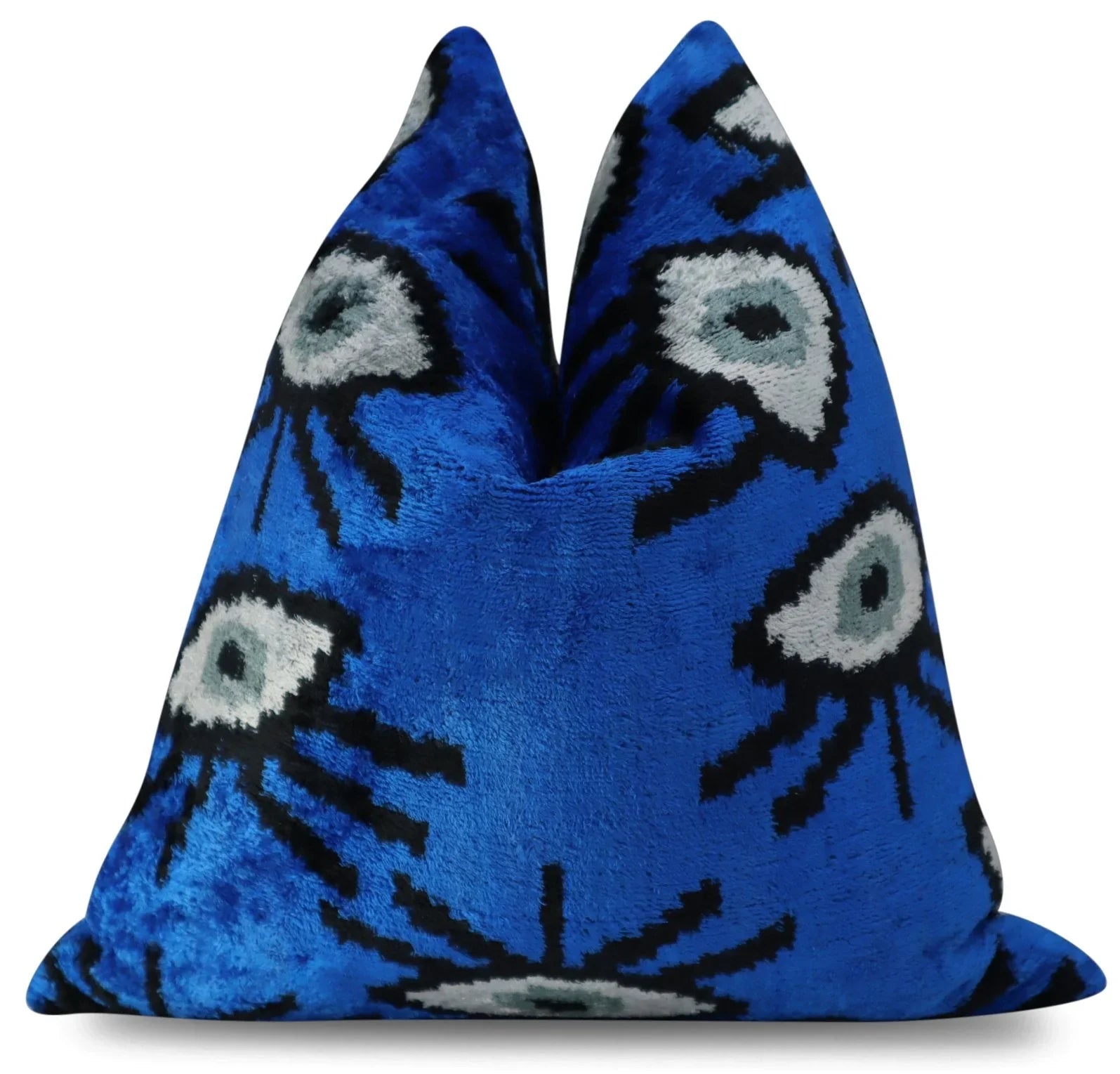 Canvello Handmade Luxury Handmade Velvet Silk Evil Eye Throw Pillow With Down Insert Canvello