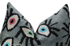Canvello Handmade Luxury Handmade Velvet Silk Evil Eye Throw Pillow With Down Insert Canvello