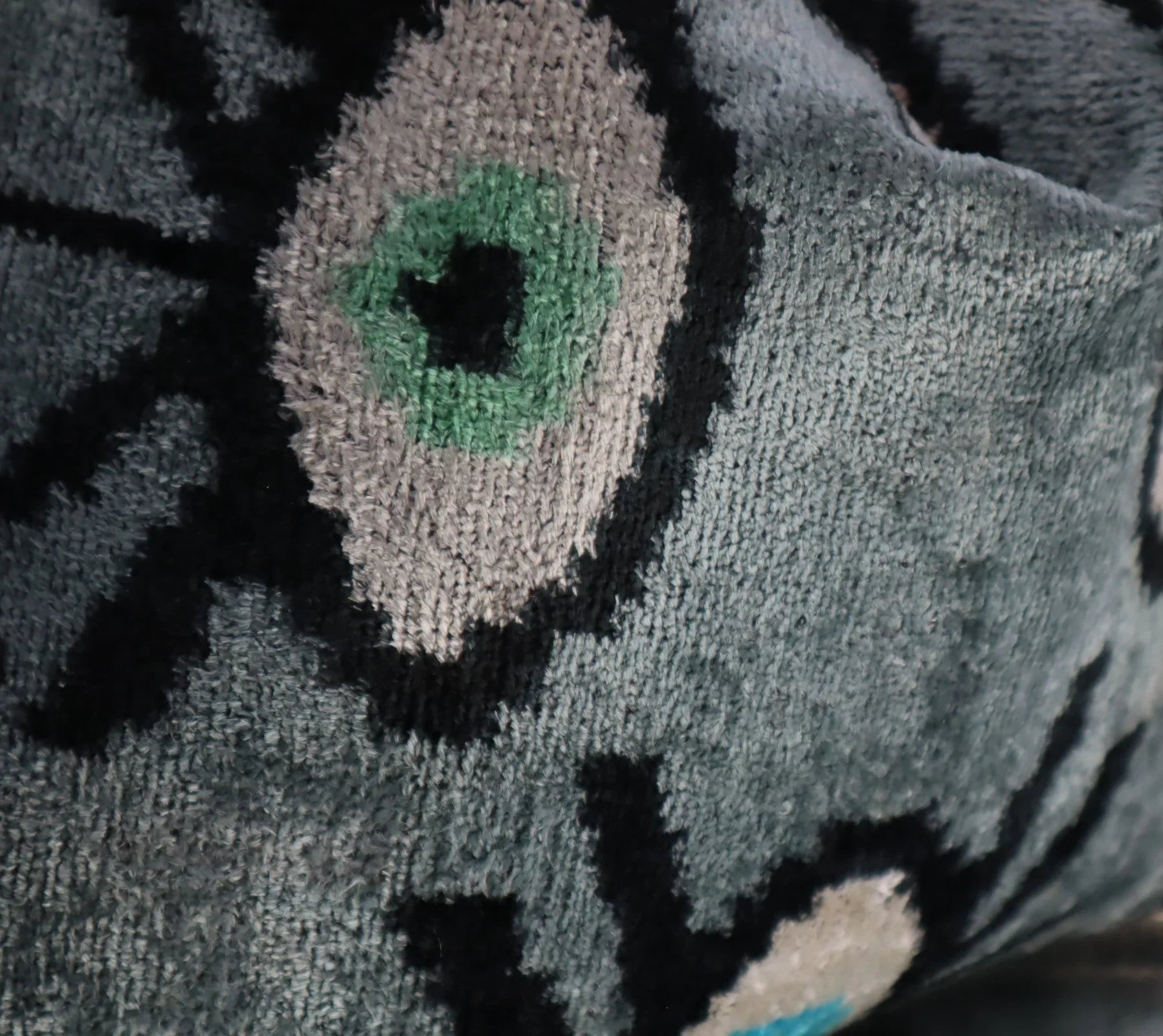 Canvello Handmade Luxury Handmade Velvet Silk Evil Eye Throw Pillow With Down Insert Canvello