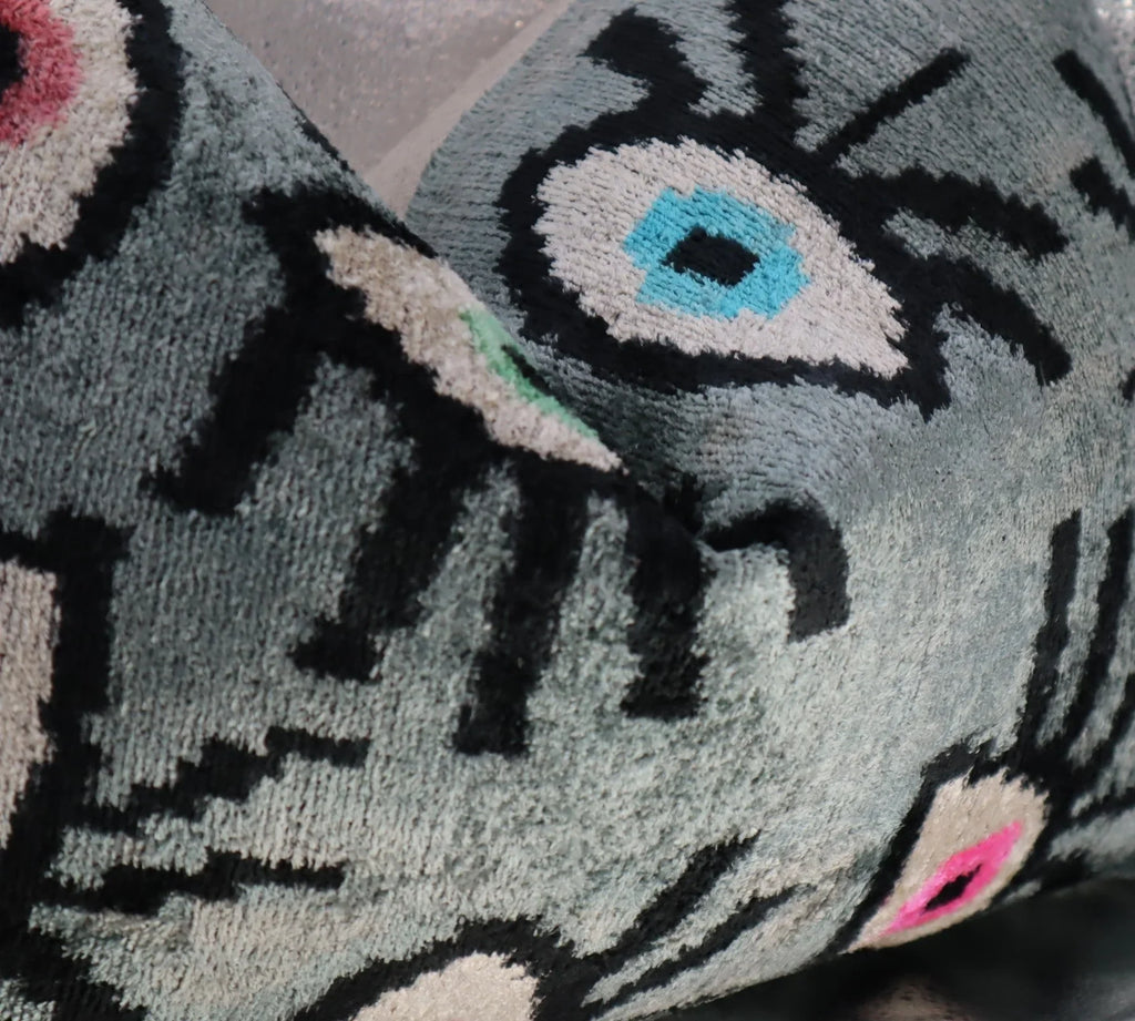 Canvello Handmade Luxury Handmade Velvet Silk Evil Eye Throw Pillow With Down Insert Canvello