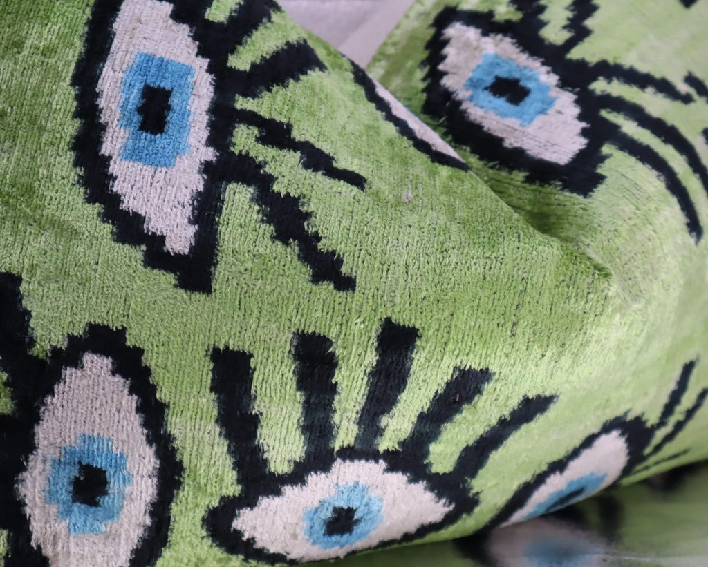 Canvello Handmade Luxury Handmade Velvet Silk Evil Eye Throw Pillow With Down Insert Canvello