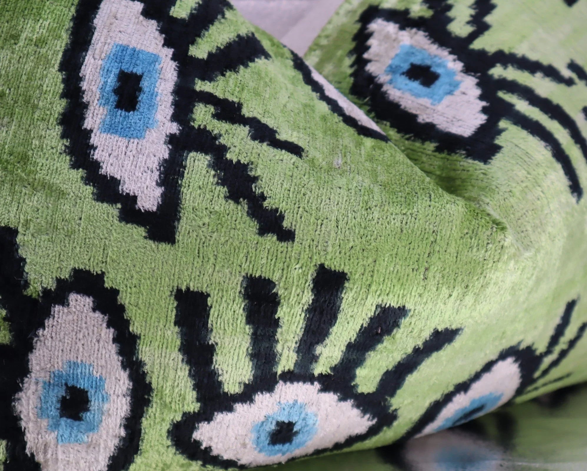 Canvello Handmade Luxury Handmade Velvet Silk Evil Eye Throw Pillow With Down Insert Canvello