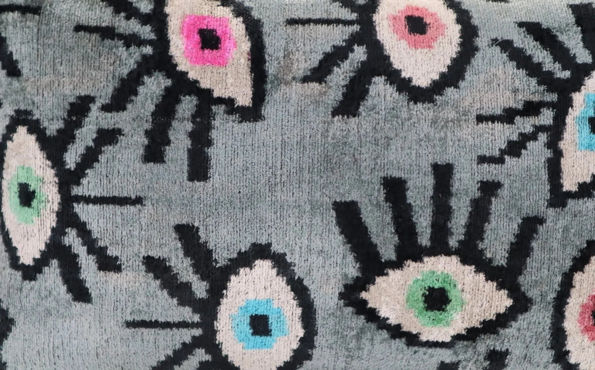 Canvello Handmade Luxury Handmade Velvet Silk Evil Eye Throw Pillow With Down Insert Canvello