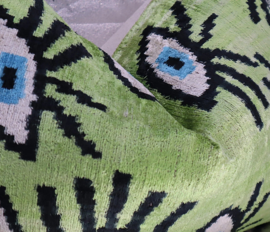 Canvello Handmade Luxury Handmade Velvet Silk Evil Eye Throw Pillow With Down Insert Canvello