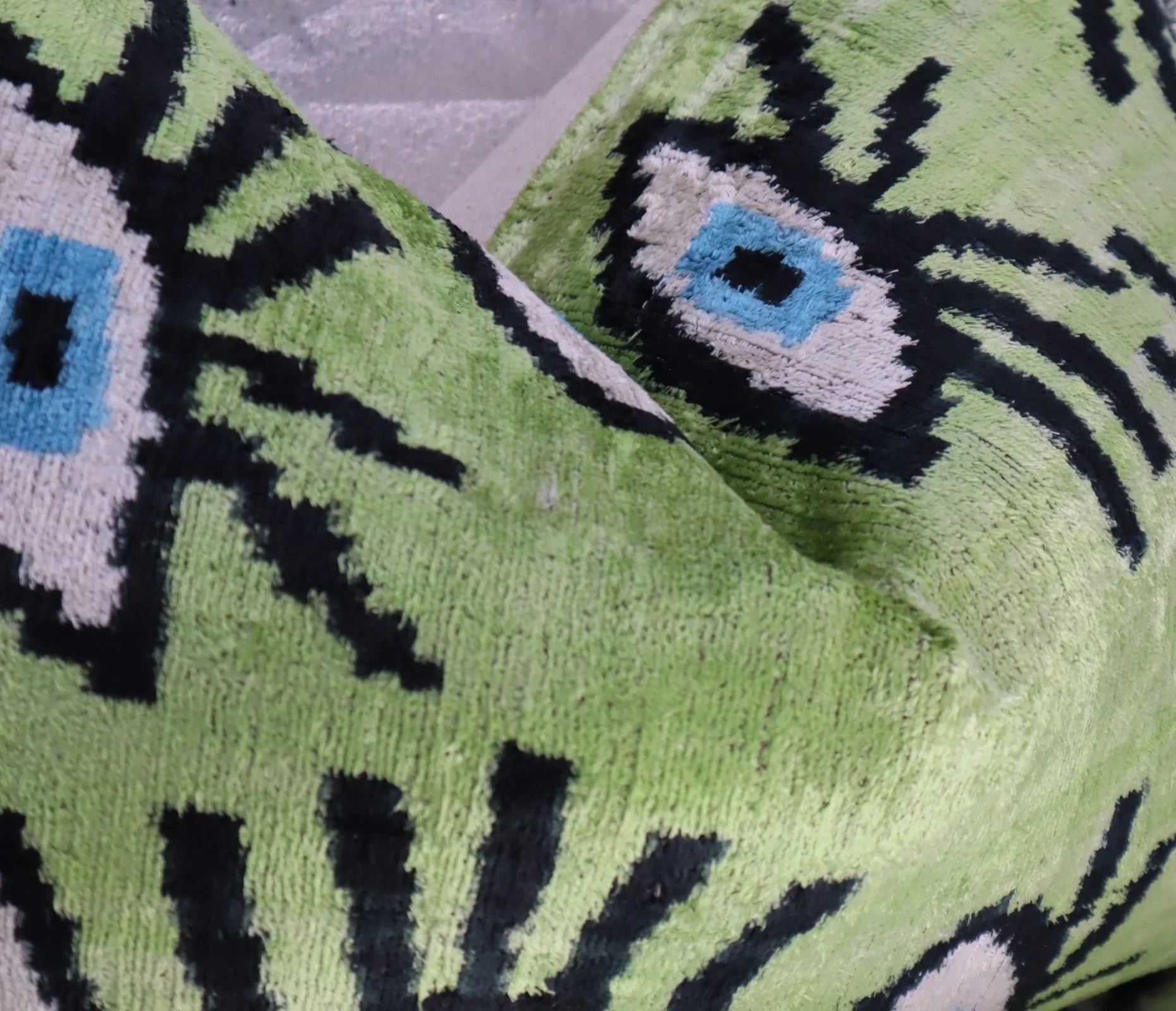 Canvello Handmade Luxury Handmade Velvet Silk Evil Eye Throw Pillow With Down Insert Canvello