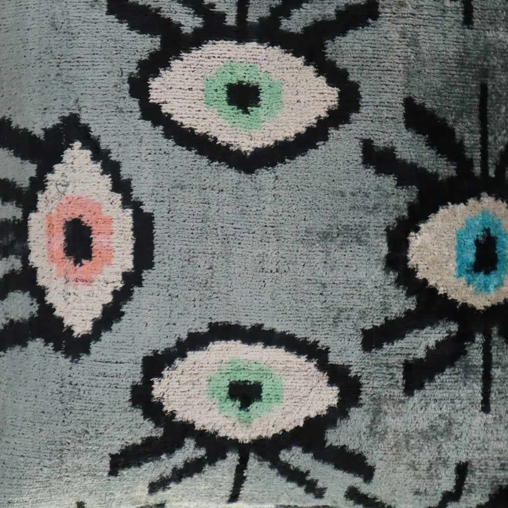 Canvello Handmade Luxury Handmade Velvet Silk Evil Eye Throw Pillow With Down Insert Canvello