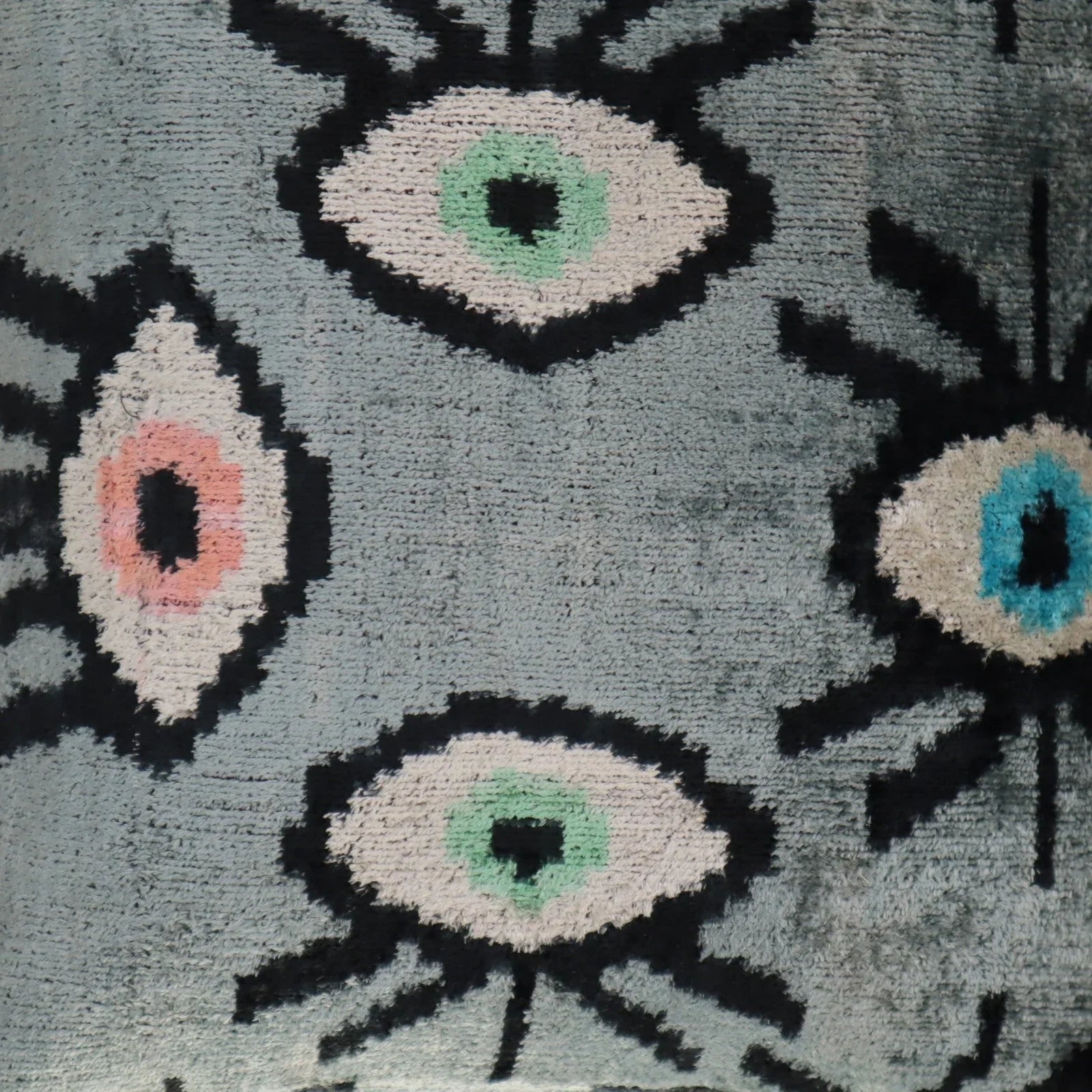 Canvello Handmade Luxury Handmade Velvet Silk Evil Eye Throw Pillow With Down Insert Canvello