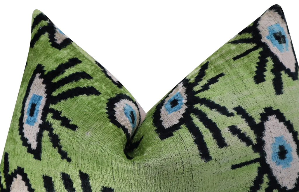 Canvello Handmade Luxury Handmade Velvet Silk Evil Eye Throw Pillow With Down Insert Canvello