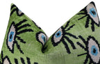 Canvello Handmade Luxury Handmade Velvet Silk Evil Eye Throw Pillow With Down Insert Canvello