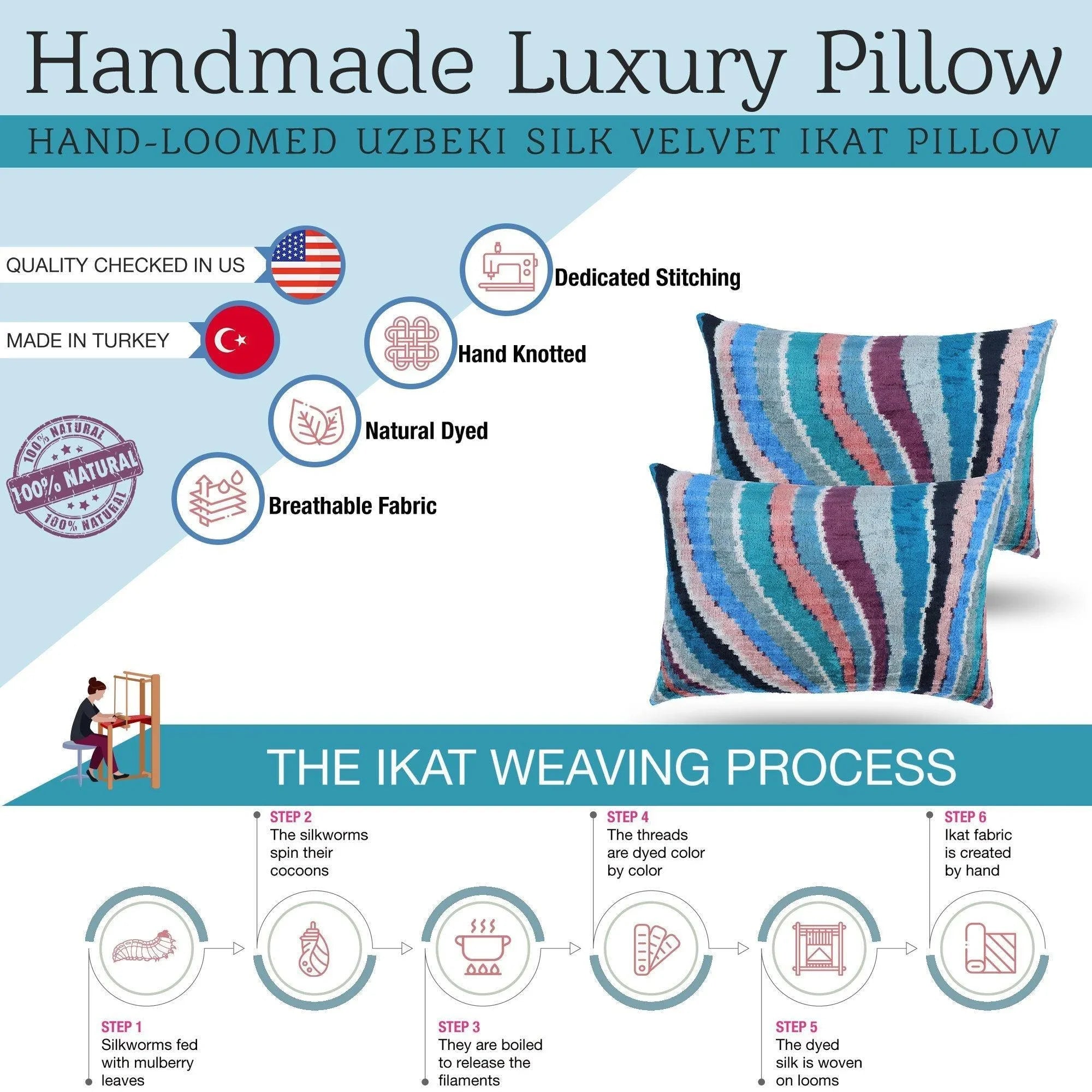 Canvello Handmade Multi Color Rainbow Pillow - 16x24 Canvello