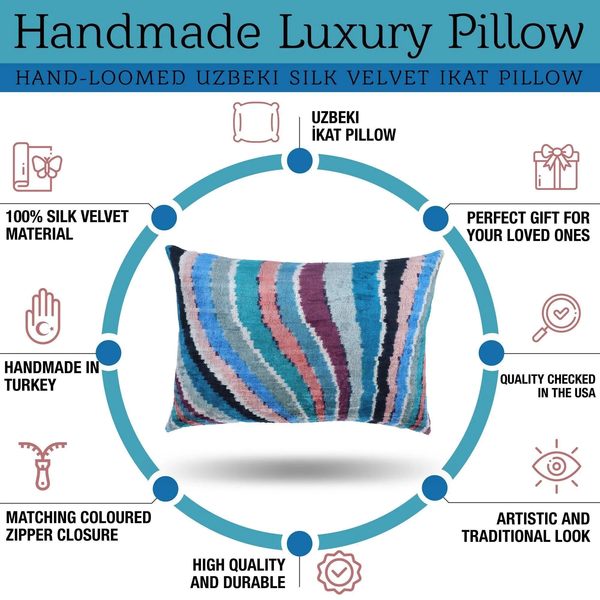 Canvello Handmade Multi Color Rainbow Pillow - 16x24 Canvello