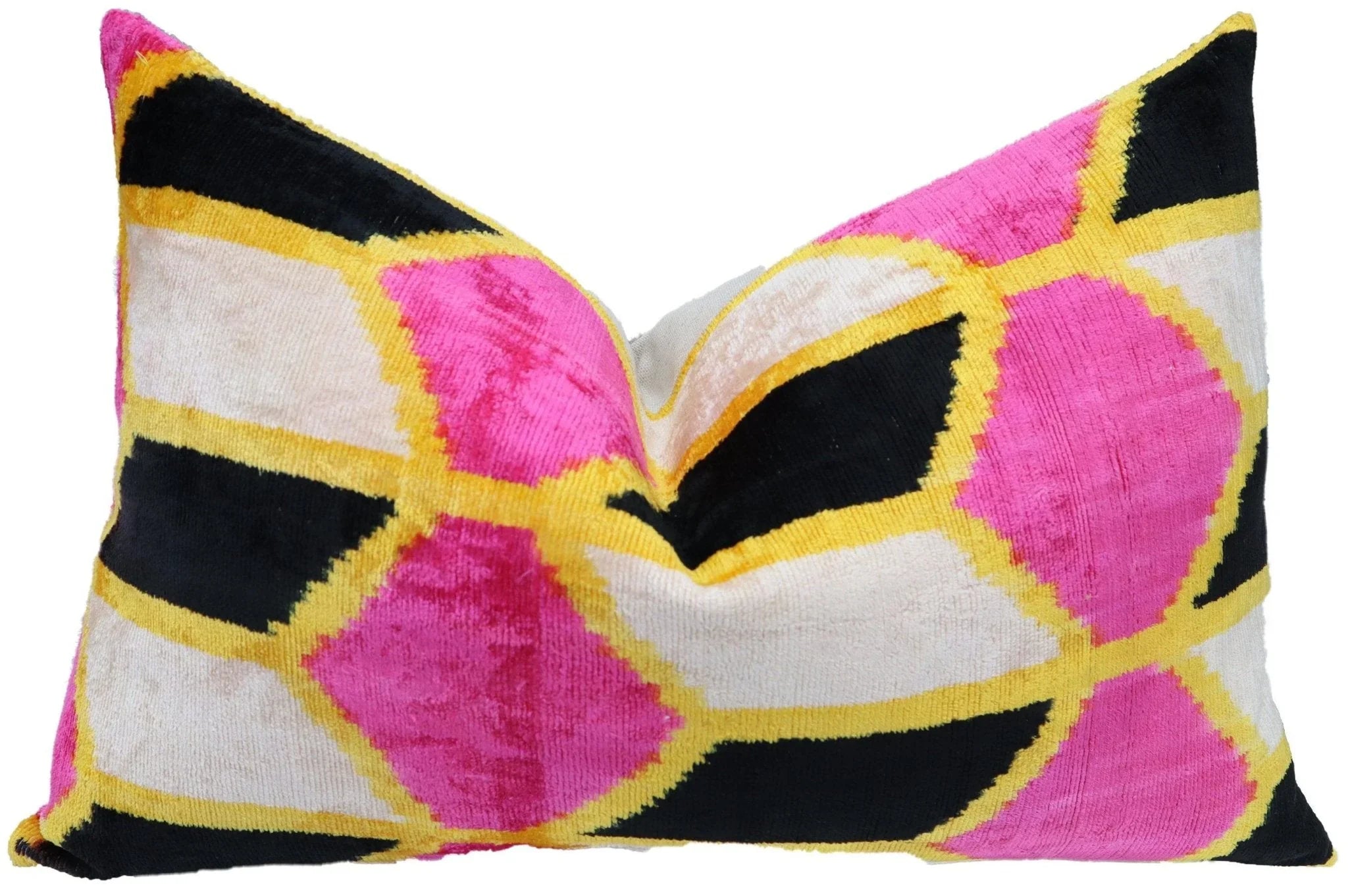 Canvello Handmade Pink Black Velvet Throw Pillow with Down Insert - 16x24 Canvello