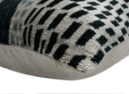 Canvello Handmade Silk Velvet Throw Pillow with Down Feather Insert – Geometric Black and Grey Design -... - House Of Avana