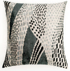 Canvello Handmade Silk Velvet Throw Pillow with Down Feather Insert – Geometric Black and Grey Design - 24"x24" Canvello
