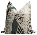 Canvello Handmade Silk Velvet Throw Pillow with Down Feather Insert – Geometric Black and Grey Design - 24"x24" Canvello