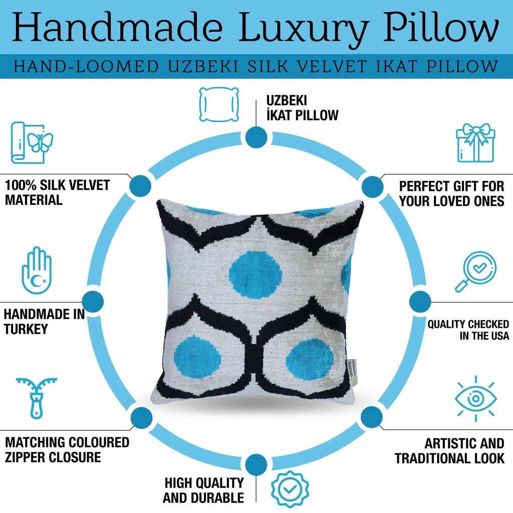 Canvello Handmade Sky Blue Pillows For Couch - 16x16 inch Canvello