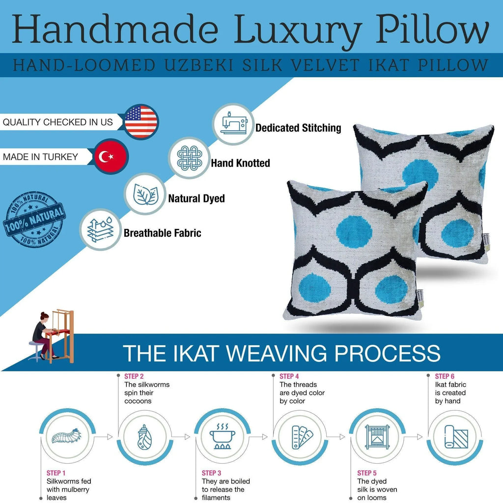 Canvello Handmade Sky Blue Pillows For Couch - 16x16 inch Canvello