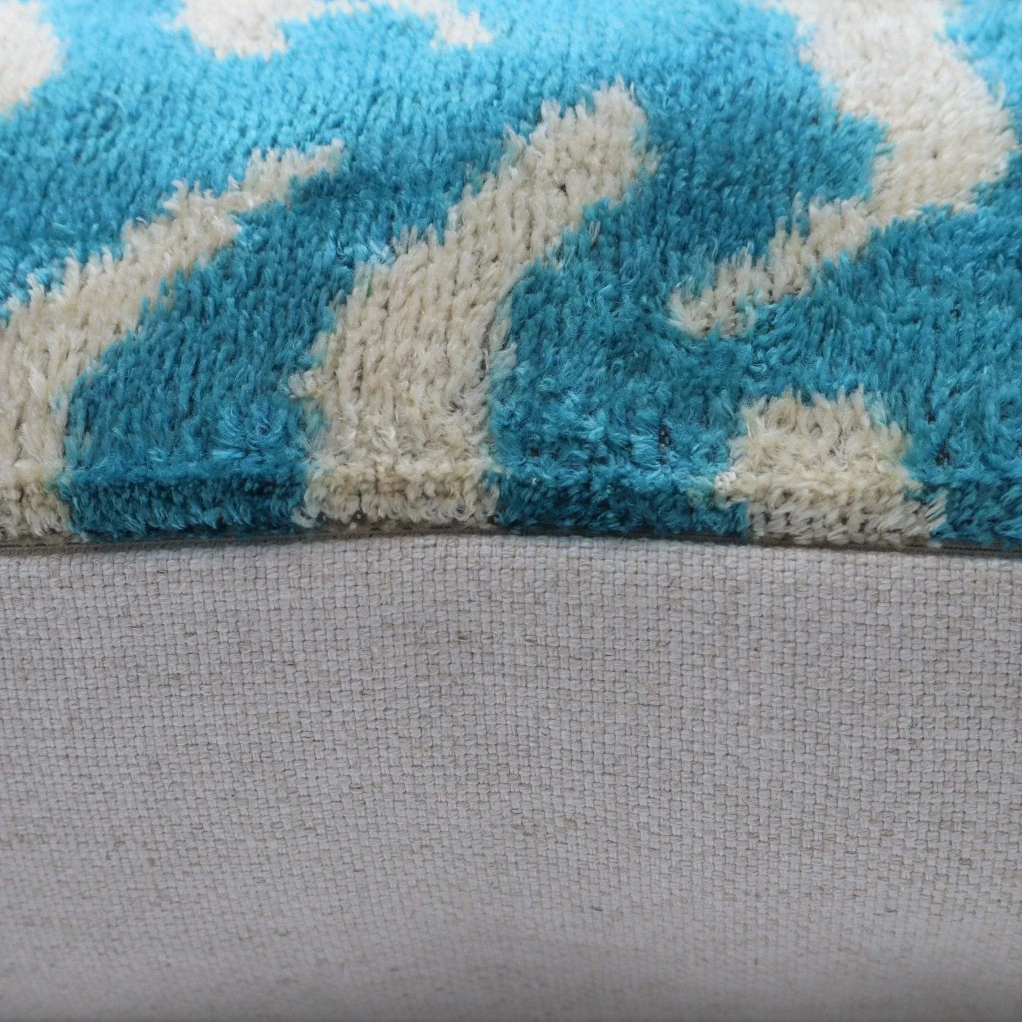 Canvello Handmade Tiger Print Blue Throw Pillows - 16x24 in, angled view - House Of Avana