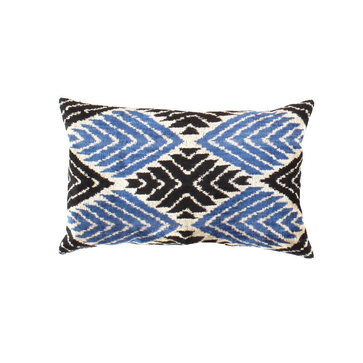 Canvello Handmade Turkish Silk Velvet Ikat pillow - 16"x24" Canvello