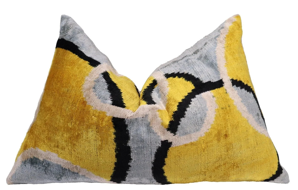 Canvello Luxury Decorative Yellow Gray Pillow With Down Insert- 16x24 in Canvello
