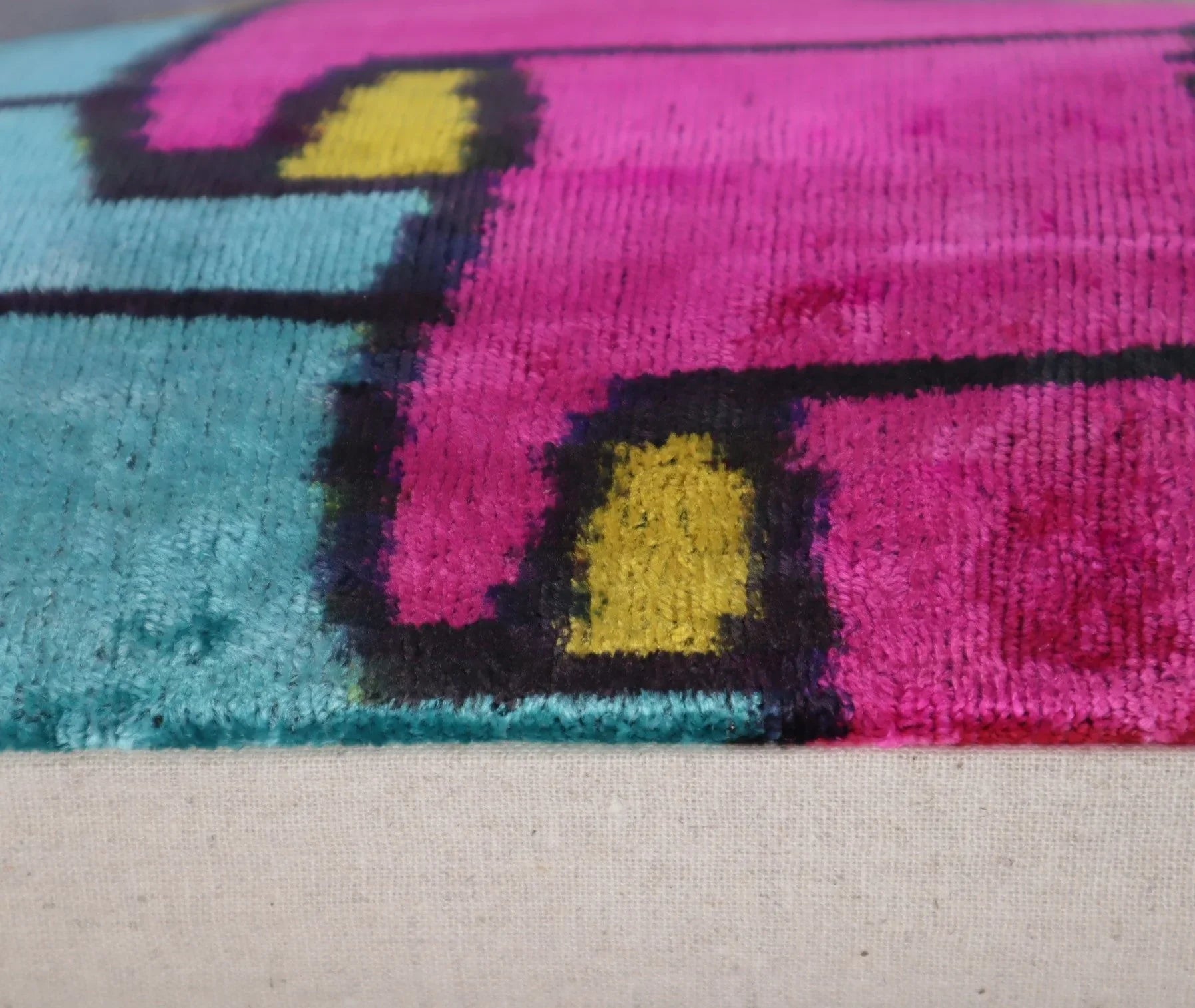 Canvello Multi Color Rainbow Handmade 16x24 Silk Velvet Pillow, Organic Veg Dyed, Down/Feather Filled Canvello