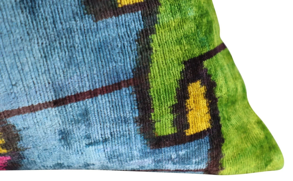 Canvello Multi Color Rainbow Handmade 16x24 Silk Velvet Pillow, Organic Veg Dyed, Down/Feather Filled Canvello