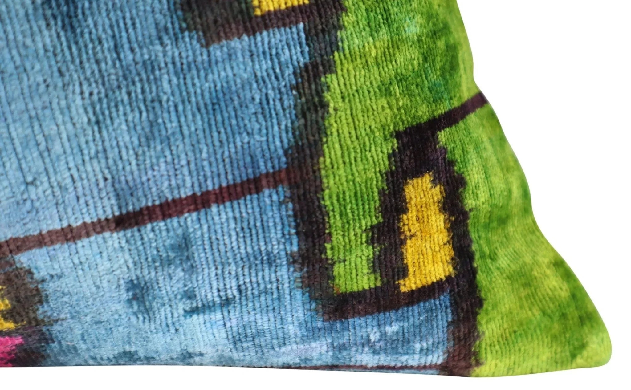 Canvello Multi Color Rainbow Handmade 16x24 Silk Velvet Pillow, Organic Veg Dyed, Down/Feather Filled Canvello