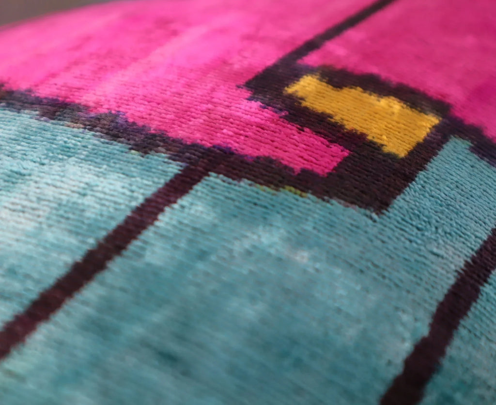 Canvello Multi Color Rainbow Handmade 16x24 Silk Velvet Pillow, Organic Veg Dyed, Down/Feather Filled Canvello