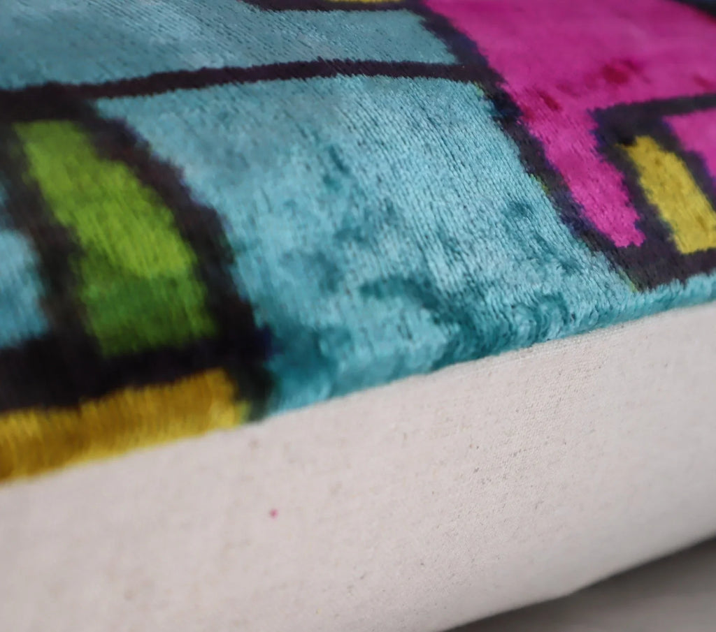 Canvello Multi Color Rainbow Handmade 16x24 Silk Velvet Pillow, Organic Veg Dyed, Down/Feather Filled Canvello