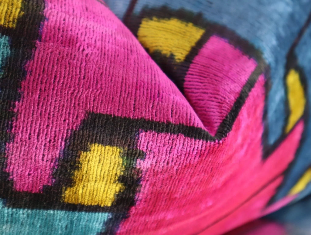 Canvello Multi Color Rainbow Handmade 16x24 Silk Velvet Pillow, Organic Veg Dyed, Down/Feather Filled Canvello