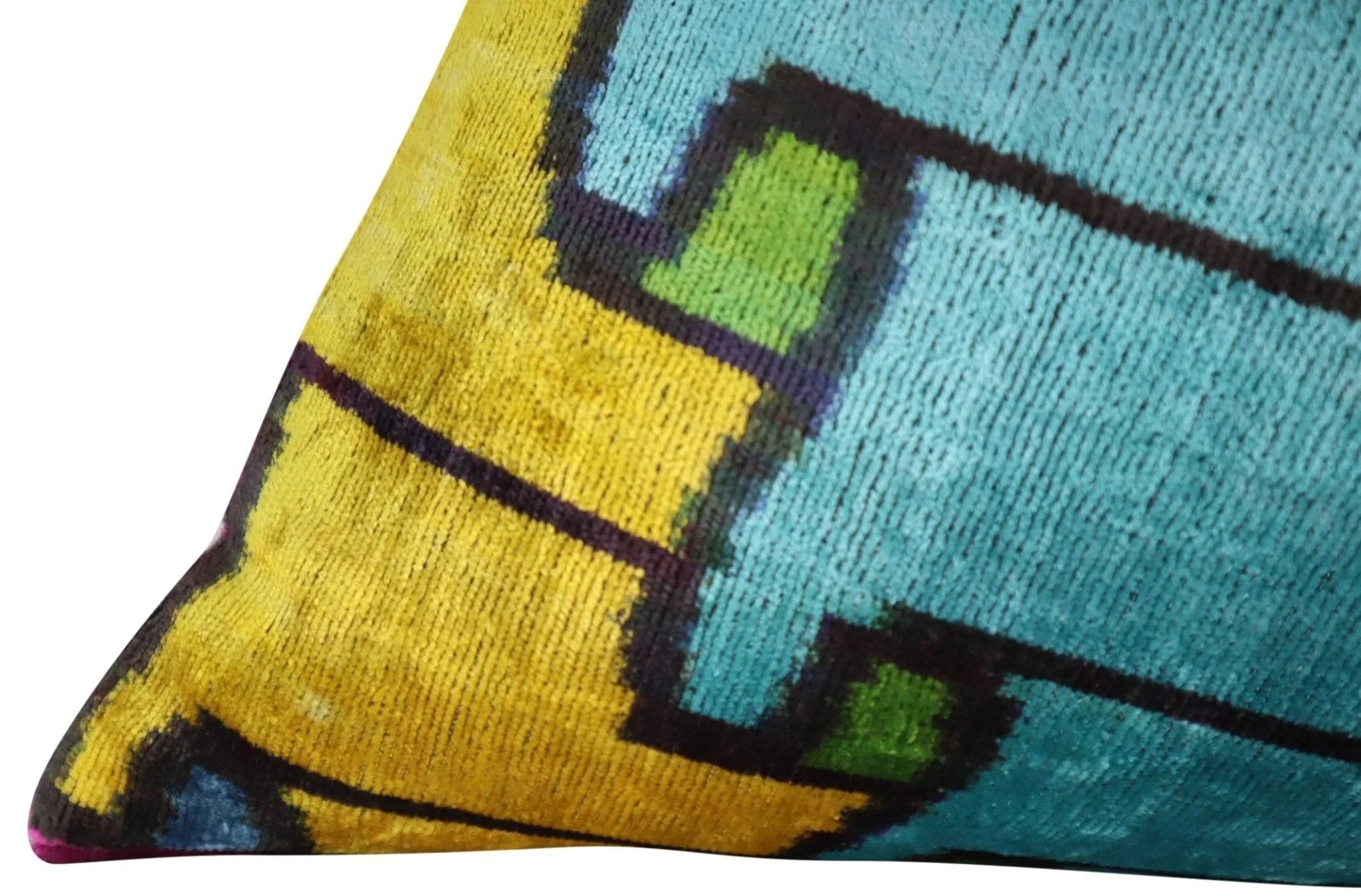 Canvello Multi Color Rainbow Handmade 16x24 Silk Velvet Pillow, Organic Veg Dyed, Down/Feather Filled Canvello