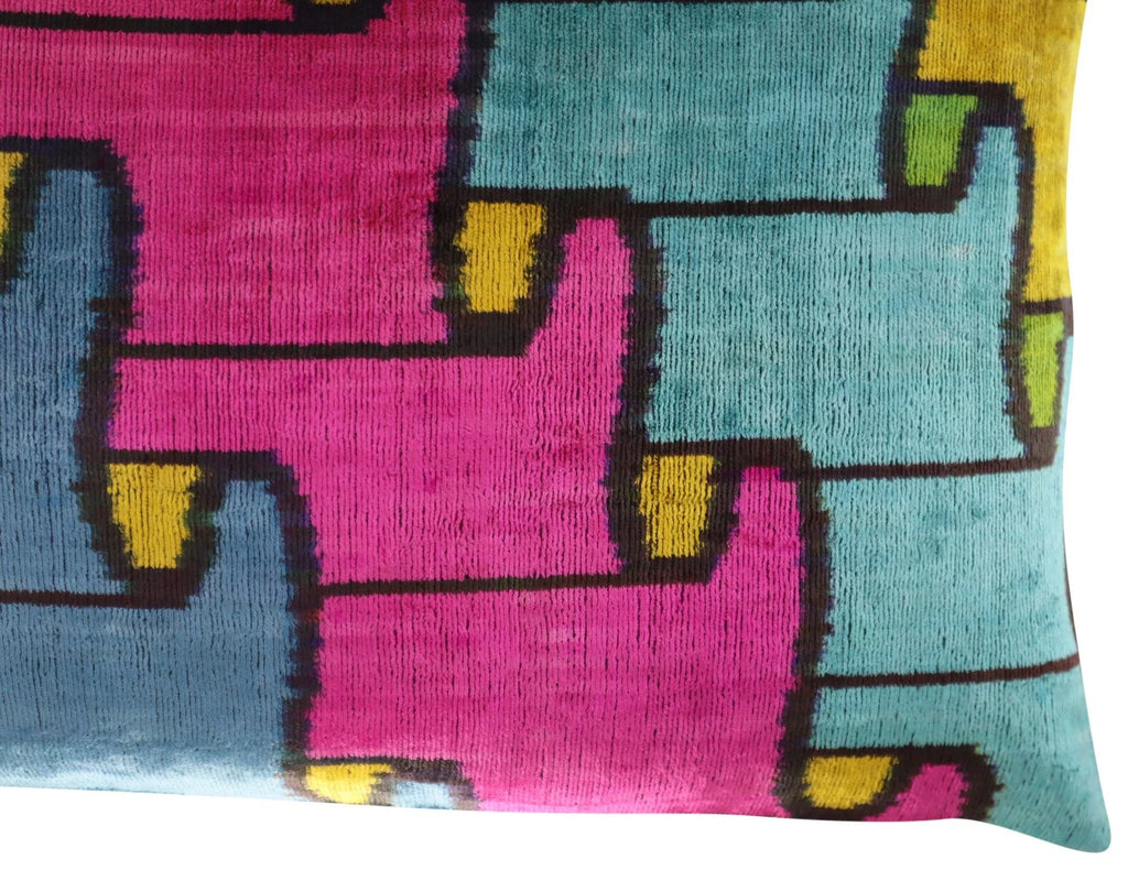 Canvello Multi Color Rainbow Handmade 16x24 Silk Velvet Pillow, Organic Veg Dyed, Down/Feather Filled Canvello