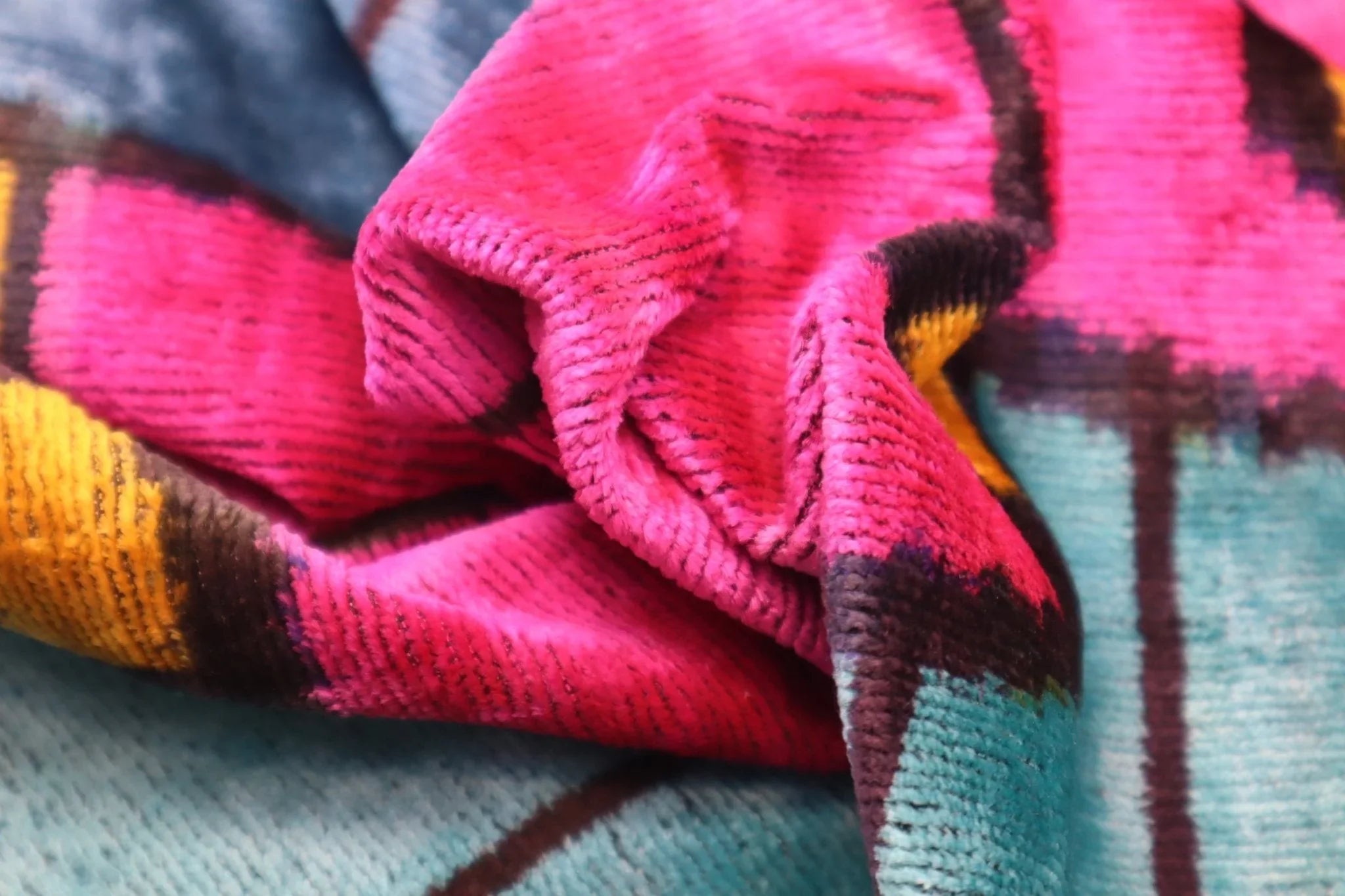 Canvello Multi Color Rainbow Handmade 16x24 Silk Velvet Pillow, Organic Veg Dyed, Down/Feather Filled Canvello