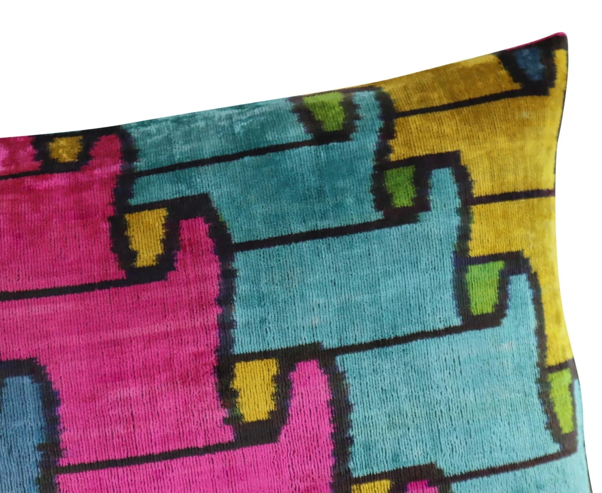 Canvello Multi Color Rainbow Handmade 16x24 Silk Velvet Pillow, Organic Veg Dyed, Down/Feather Filled Canvello