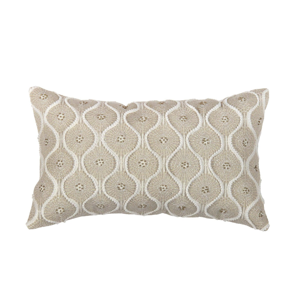 Canvello Naples Embroidered Pillow, Beige/Ivory Canvello