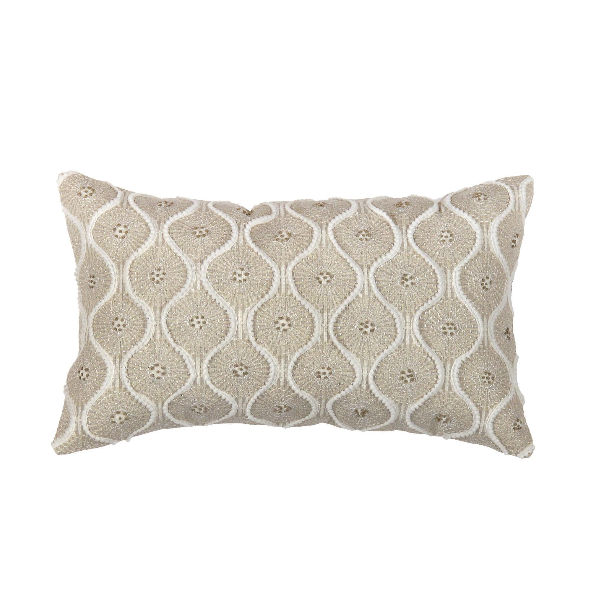 Canvello Naples Embroidered Pillow, Beige/Ivory Canvello