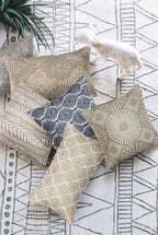 Canvello Naples Embroidered Pillow, Beige/Ivory Canvello