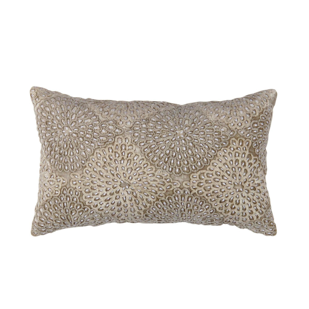 Canvello Naples Embroidered Pillow, Beige/Taupe Canvello