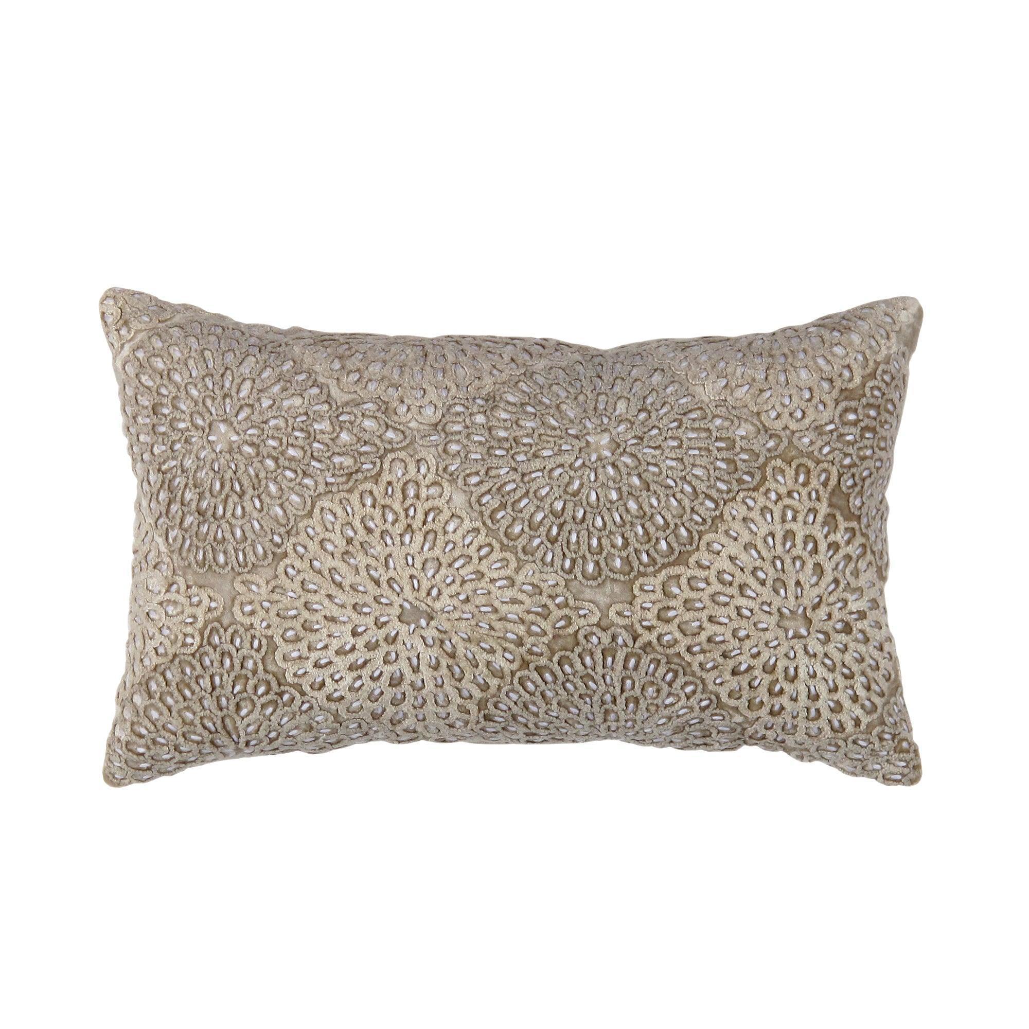 Canvello Naples Embroidered Pillow, Beige/Taupe Canvello