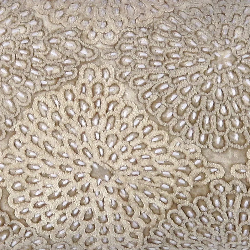 Canvello Naples Embroidered Pillow, Beige/Taupe Canvello