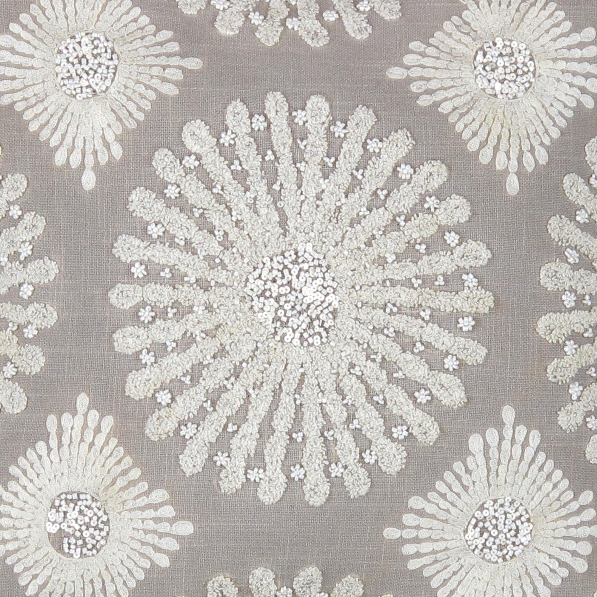 Canvello Naples Embroidered Pillow, Grey/Ivory Canvello