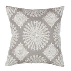Canvello Naples Embroidered Pillow, Grey/Ivory Canvello