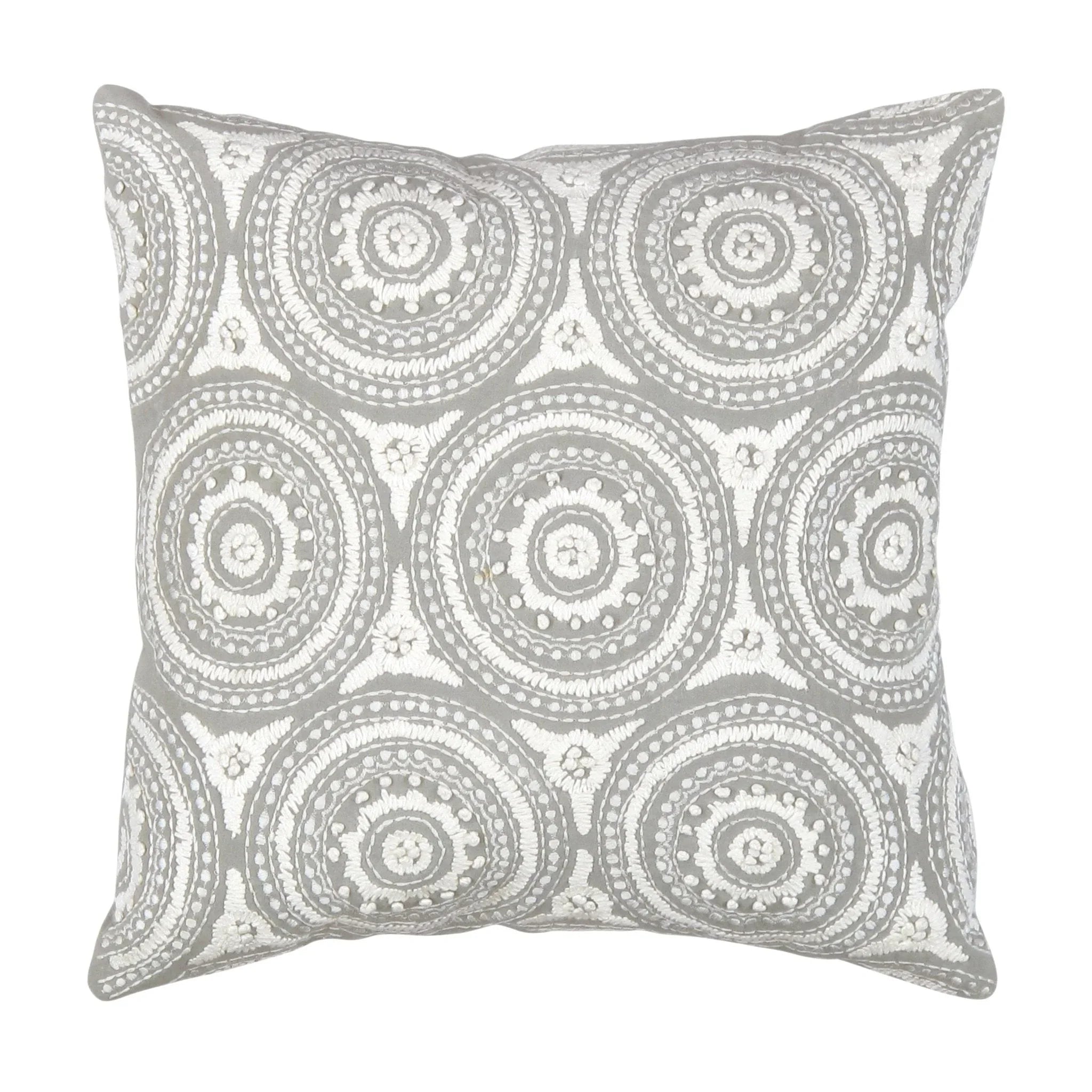 Canvello Naples Embroidered Pillow, Grey/Ivory Canvello