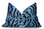 Canvello Naqvy Blue Luxury Tiger Print Throw Pillows | 16 x 24 in (40 x 60 cm) Canvello