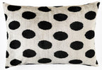 Canvello Organic Handmade Silk Velvet Pillow: 16x24 Inches with Premium Down Feather Insert - All-Natural Vegetable-Dyed Black White Polka Dot Canvello