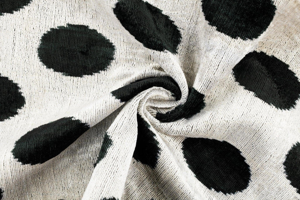 Canvello Organic Handmade Silk Velvet Pillow: 16x24 Inches with Premium Down Feather Insert - All-Natural Vegetable-Dyed Black White Polka Dot Canvello
