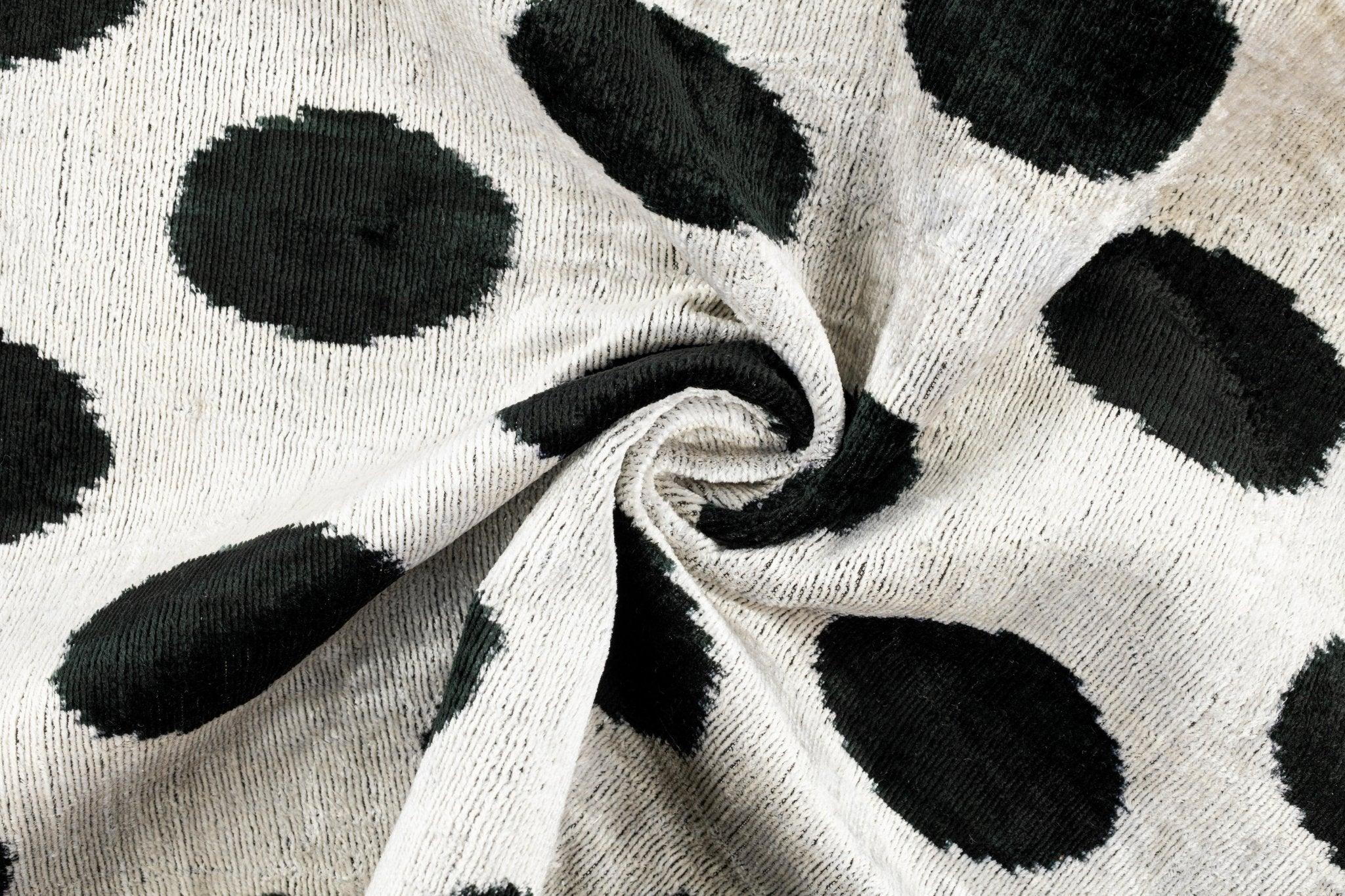 Canvello Organic Handmade Silk Velvet Pillow: 16x24 Inches with Premium Down Feather Insert - All-Natural Vegetable-Dyed Black White Polka Dot Canvello