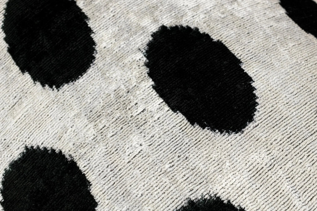 Canvello Organic Handmade Silk Velvet Pillow: 16x24 Inches with Premium Down Feather Insert - All-Natural Vegetable-Dyed Black White Polka Dot Canvello