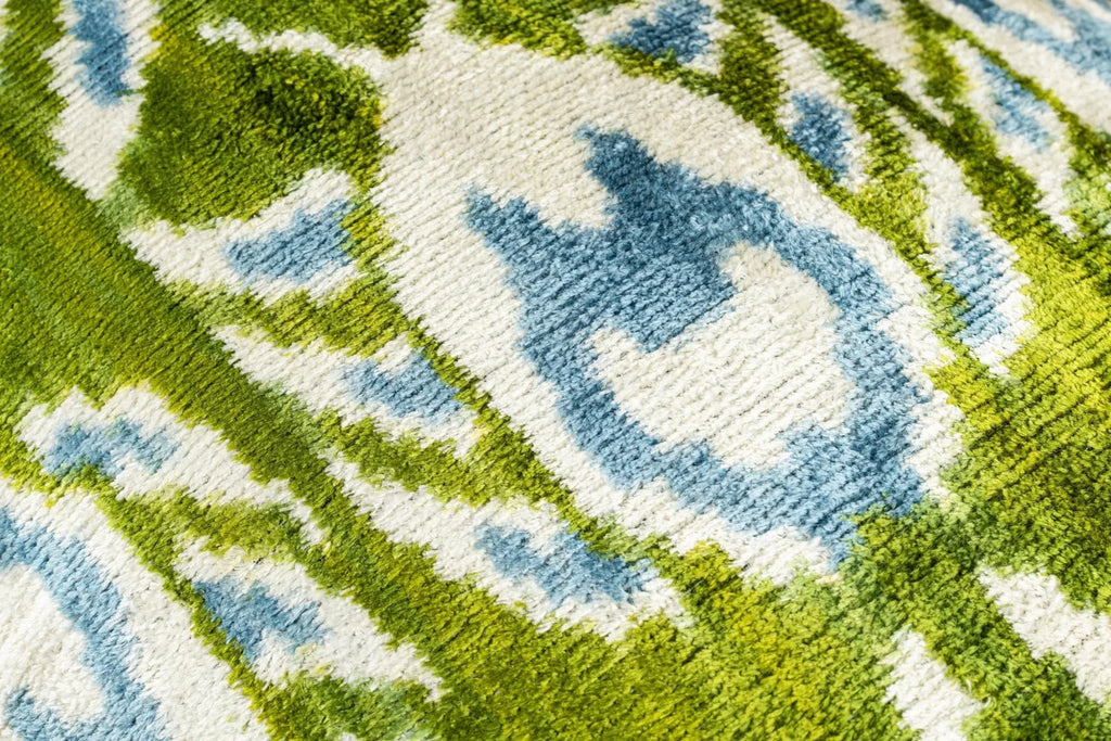 Canvello Organic Handmade Silk Velvet Pillow: 16x24 Inches with Premium Down Feather Insert - Luxury Green Geometric Floral Pattern Canvello