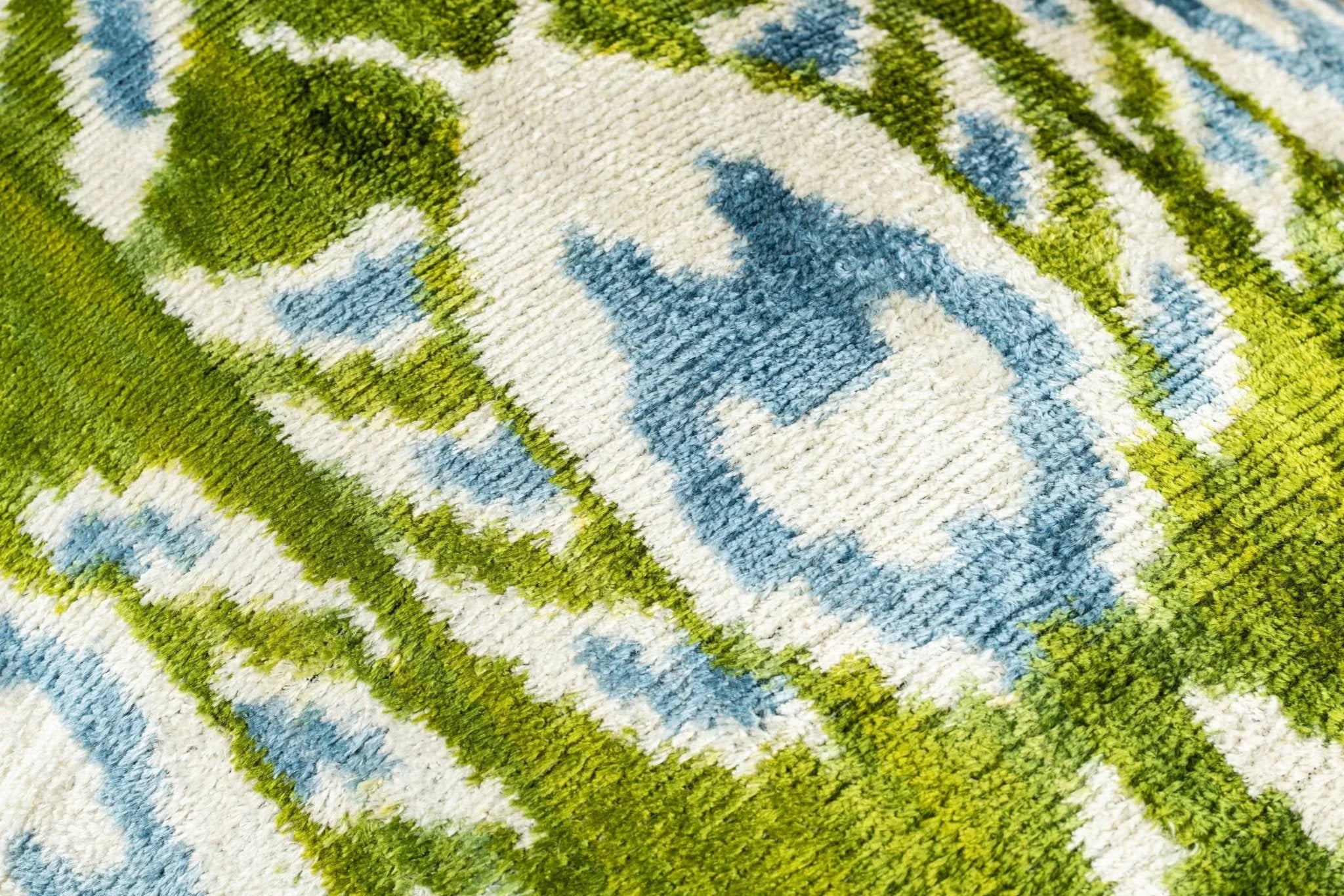 Canvello Organic Handmade Silk Velvet Pillow: 16x24 Inches with Premium Down Feather Insert - Luxury Green Geometric Floral Pattern Canvello